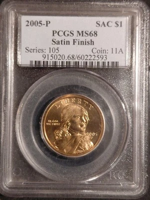 Moeda linda 2005-P $1 Sacawagea PCGS MS68 ACABAMENTO ACETINADO - Imagem 1 de 4