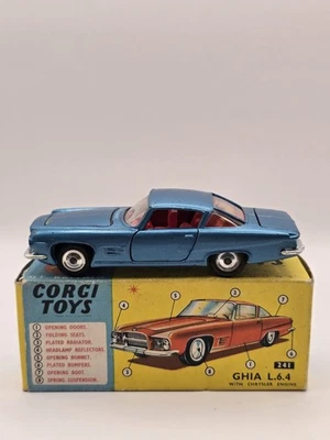 Corgi Toys #241 - Ghia L.6.4 - Metallic Blue Diecast Model Car in Original Box - Image 1 of 4