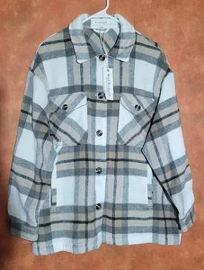 Neu mit Etikett Workshop karierte graue Flanelljacke mit Knopfleiste Jacke L $ 78 - Bild 1 von 10