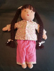Bambola Kathe Kruse Waldorf, rosa floreale Gingham, molto pulita, made in Germany 13" - Foto 1 di 7