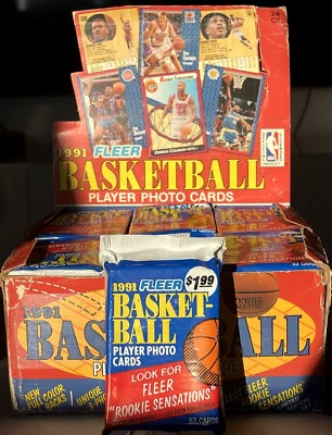 1991 FLEER NBA Basketball JUMBO CELLO PACK 53! Cards OVP MICHAEL JORDAN SEALED! - Bild 1 von 4