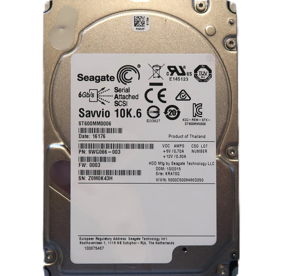 Seagate ST600MM0006 9WG066-003 FW:0003 6Gb/s 10k 64MB 600gb 2.5" SAS HDD - Image 1 of 1