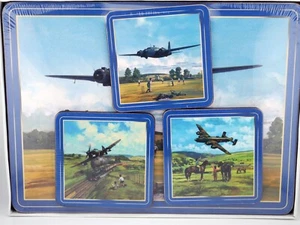 Bradex Set 2 3 Place Mats & 3 Coasters Company of Heroes WWII Planes Mint in Box - Picture 1 of 5