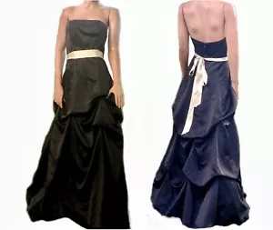 VTG Y2K~Forever Yours~Black Strapless Gathered/Ruched Skirt Prom Formal Gown~6 - Picture 1 of 10