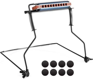 10-Hole Harmonica Holder Black Neck Hands-Free with Anti-Scratch Felt Pads - Picture 1 of 8