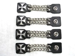 4 pc Motorcycle Biker Vest Chain Extenders High Quality Made Iron Maltese Cross - Picture 1 of 3