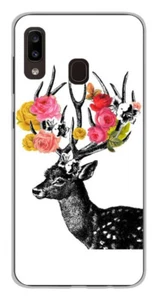 Coque en silicone imprimée compatible Samsung Galaxy A20e Cerf fleurs - Photo 1 sur 3