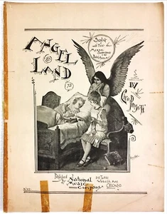 Sheet Music Angel Land By Ciro Pinsuti Vintage Antique c1800s - Picture 1 of 3