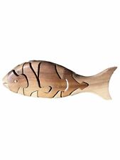 Vintage Handmade Articulated Wooden Fish Puzzle Hand Carved Wooden Nautical