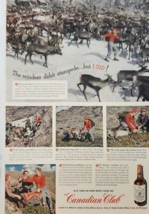 1947 Canadian Club Whiskey Vintage Ad reindeer didnt stampede but I did - Picture 1 of 1