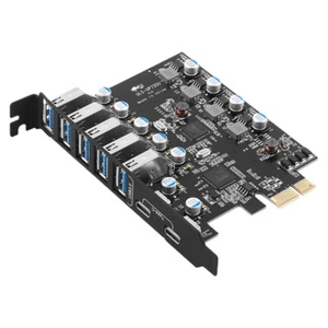 PCIe USB 3.0 Card 5 USB3.0 TPYE -A and 2 TPYE-C Expansion Card 5Gbps Controller - Photo 1/10