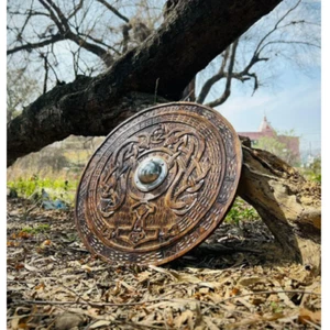 Carving Shield Celtic Cross viking wall decor wood wall art Handmade Home Decor - Picture 1 of 6