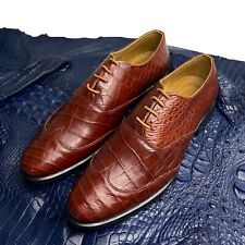 Gift for Dad US 13 Brown Alligator Leather Oxford Shoes Real Crocodile Brogues