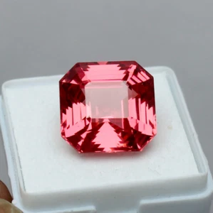 Natural 10.2Ct Ceylon Padparadscha Sapphire Loose Asscher Cut Gemstone Certified - Picture 1 of 5