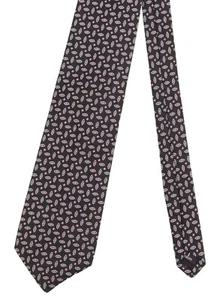 Robert Talbott Made in USA Black Silver Pink Geometric Pattern Woven Silk Tie - Picture 1 of 5