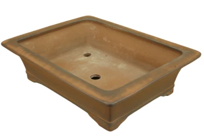Bonsai Pot Tokoname Aiba Koyo Brown Rectangle Japanese 13.3×10.2×3.5 in. - Image 1 of 4