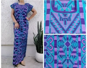 Chinanteco Oaxacan dress, Handmade Embroidery Mexican Long dress, Huipil. S/M - Picture 1 of 10