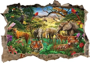 Jungle Animals 3D Wall Sticker Art Poster Decals Murals Kids Room Nursery Z-2-1 - Picture 1 of 1
