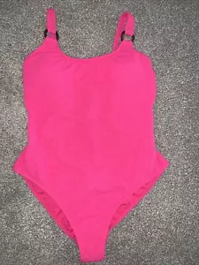 Costume da bagno donna nuovo con etichette Shade & Shore rosa testurizzato pezzo unico taglia M 8-10 - Foto 1 di 4