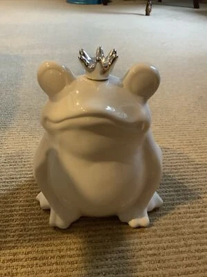 Urban Trends White Ceramic Frog Prince 7.5” Tall - Image 1 of 4