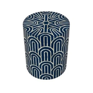 Bone Inlay Side Table /End Table Arch Navy Blue Home Decor (MADE TO ORDER) - Picture 1 of 12