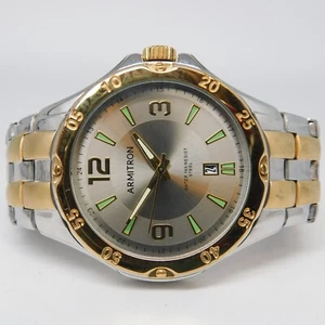 ARMITRON 20/5406TT All St. Steel Quartz Analog Men's Watch Sz.6 1/4" New Battery - Picture 1 of 11