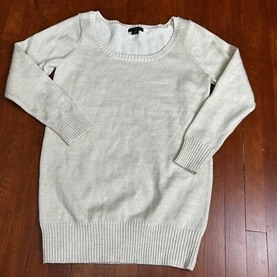 Suéter de manga larga grande metáfora para mujer marfil metálico hilo brillante túnica Foto 1 de 4