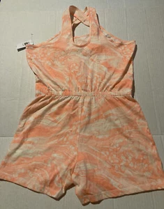NWT Old Navy Orange Swirl Cross Back Romper One Piece Summer Suit L 10 - 12 - Picture 1 of 3