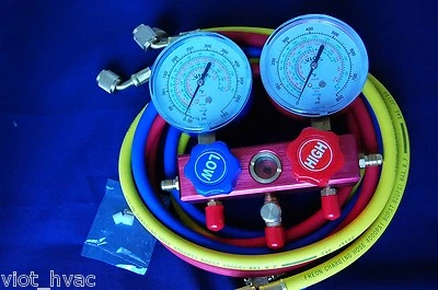 专业交流暖通空调/R 现场工具:R410A R22 R134a R404A 歧管仪表套装软管 — 第 1/3 张图片