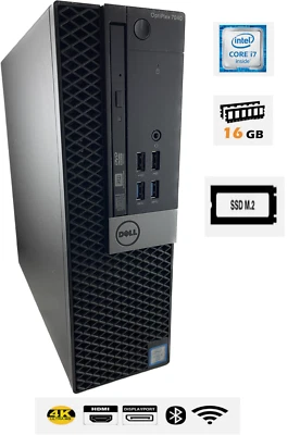 DELL i7 CPU | DDR4 16GB | 500GB M.2 SSD WiFi BT HDMI 7040 SFF Windows 10 - Image 1 of 4