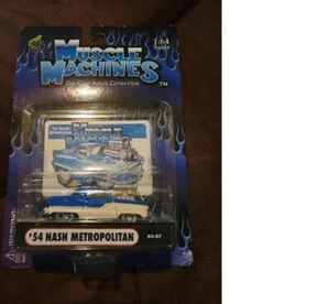 Muscle Machines 54 Nash Metropolitan Blue/White Die Cast Adult Collectible NEW - Picture 1 of 3