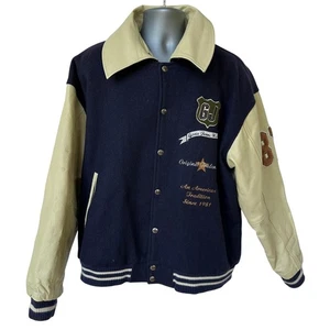 Vintage Guess USA Letterman Jacket 1981 Leather Wool Varsity Coat Men's Large - Picture 1 of 11