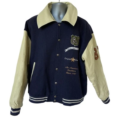 Vintage Guess USA Letterman Jacket 1981 Leather Wool Varsity Coat Men's Large - Image 1 of 4
