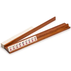Classic Chestnut Color Wooden Mahjong Game Racks with Pushers, 18" - Set of 4 - Picture 1 of 7