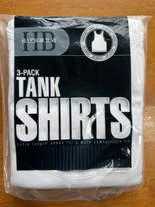 Harbor Bay 3 Pack Tank Shirts Men's 5XL 62-64 Tagless Cotton Undershirt White - Picture 1 of 4