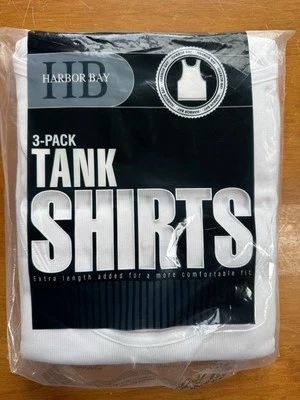 Harbor Bay 3 Pack Tank Shirts Men's 5XL 62-64 Tagless Cotton Undershirt White - Image 1 of 4