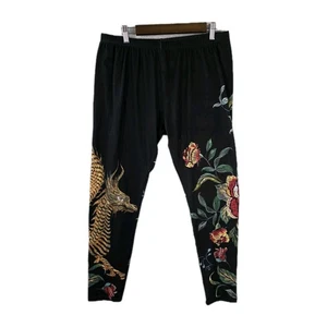 The Pyramid Collection Hose Damen XL schwarz Drache Blumen Leggings Stretch - Bild 1 von 10