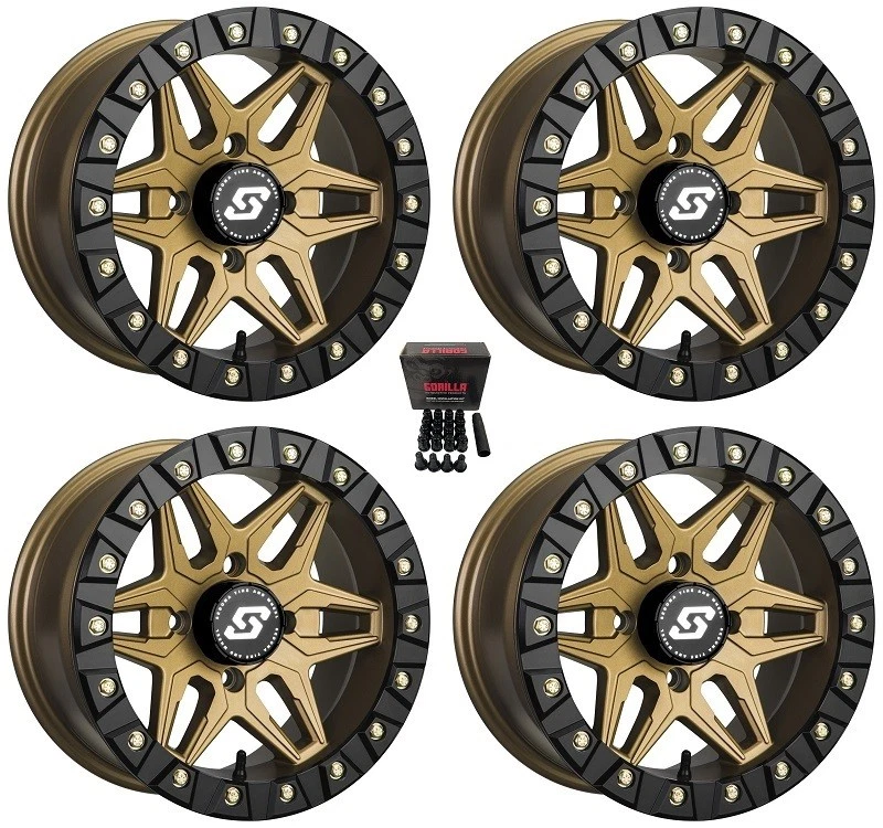 Sedona Split 6 Beadlock UTV Wheels/Rims Bronze 15" Polaris Ranger XP 9/1K (4) Foto 1 de 3