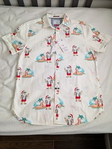 Camisa estilo hawaiano Santa Surf marca de mezclilla y flores nueva con etiquetas para hombre talla mediana  - Imagen 1 de 6