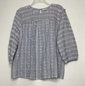 Style & Co Women’s Size XL Cotton 3/4 Sleeve White w/ Blue Stripes Nautical - Picture 1 of 6