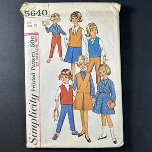 Vintage Size 10 Simplicity Pattern 5640 Girl's Skirt Pants Top Blouse - Picture 1 of 2