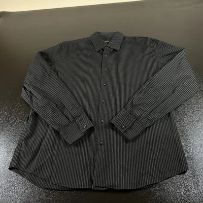 Club Monaco Shirt Mens Large Black White Striped Stretch Button Up Long Sleeve - Image 1 of 4