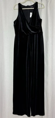 Maxi Mono Banana Republic Terciopelo Negro Cuello en V Sin Mangas Grande Pierna Ancha Nuevo con Etiquetas Foto 1 de 4