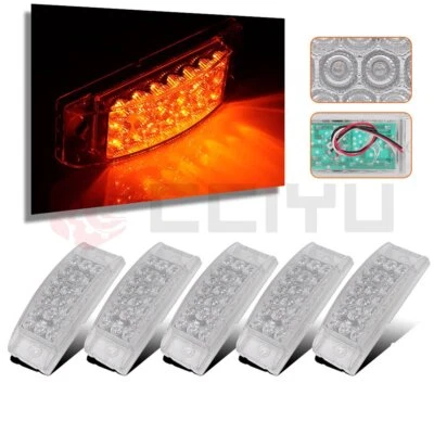 5x 6" Amber Led Clear Lens Turn Signal Side Marker Truck Trailer 20LED Rectangle Foto 1 de 4