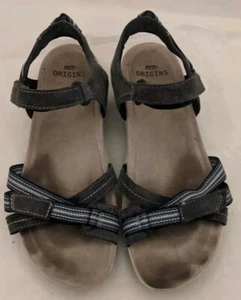 Earth Origins Women's Size 9.5 Black Savoy Sarena Ankle Strap Sandals - Picture 1 of 6