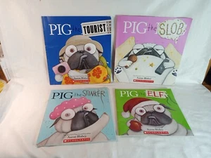 Pig the Pug Book Series Lot of 4 Tourist Slob Stinker Elf By Aaron Blabey.       - Picture 1 of 4