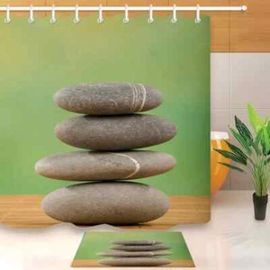 Pebble Stacking Waterproof Bath Polyester Shower Curtain Liner Water Resistant - Imagen 1 de 8