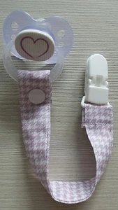 Schnullerband Stoff Schnullerkette mit Clip Baumwollband HANDARBEIT Dawanda Art - Bild 1 von 3