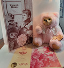 Robert Raikes Stuffed Wood Bear Pink White Face 13” Certificate & Box ,Numbered