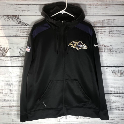 Nike Therma-Fit Baltimore Ravens NFL Full-Zip Hoodie Fleece Lined Men's Large Cover